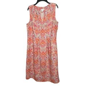 J. Jill Sleeveless Paisley Midi 100% Love Linen Shift Dress Size Small Petite